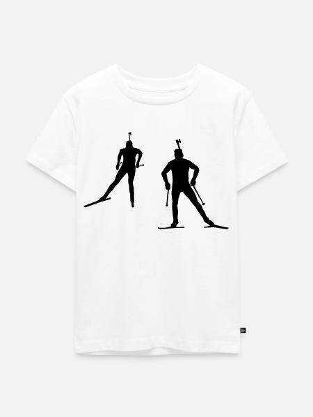 Biathlon, Biathlet, Skilanglauf, Langlaufen - Premium økologisk T-shirt til børn - hvid