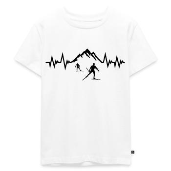 Ski de fond, ski de fond, ski de fond, battement de cœur - T-shirt Premium bio Enfant - blanc - Devant - Hailey (125cm)