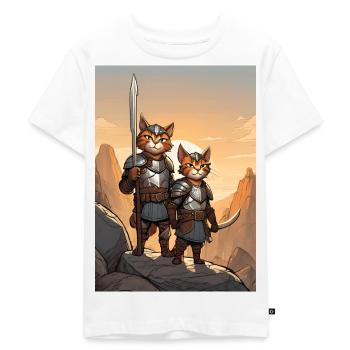 Cat Painting Red Black Cat Viking - Kids Premium Organic T-Shirt - white - Front - Hailey (125cm)