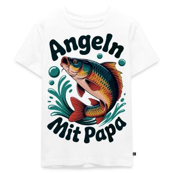 Angeln mit Papa - Kinder Premium Bio T-Shirt - Weiß - Vorne - Hailey (125cm)