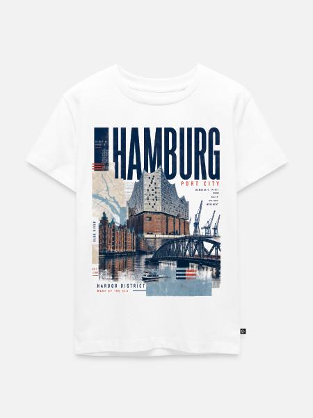 Hamburg Hafen Blau Collage - Kinder Premium Bio T-Shirt - Weiß