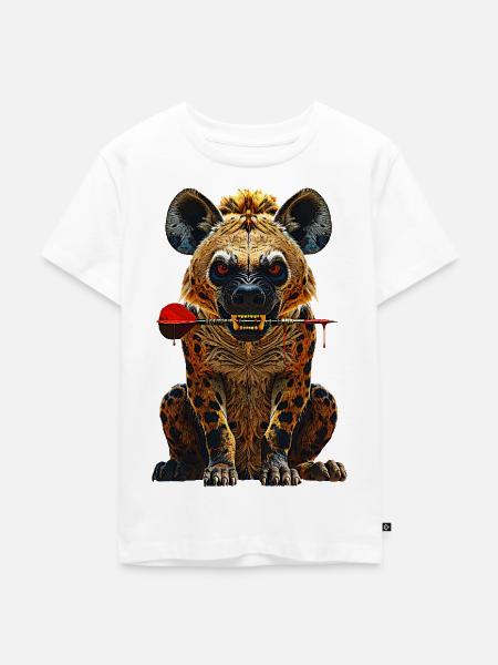 Hyaene mit Dartpfeil Darts - Kinder Premium Bio T-Shirt - Weiß