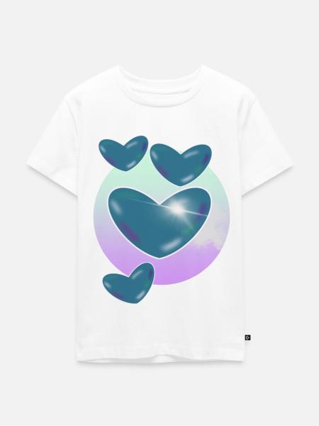 Herzen Weld - Kinder Premium Bio T-Shirt - Weiß