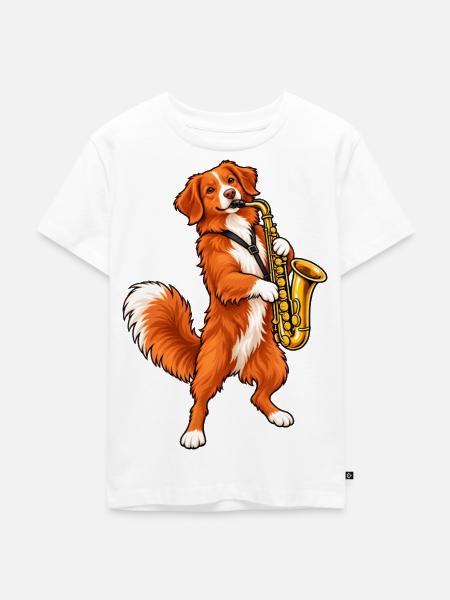 Toller mit Saxophon - Kinder Premium Bio T-Shirt - Weiß