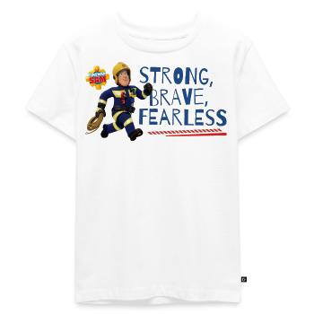 Feuerwehrmann Sam™ Strong, Brave, Fearless! - Kinder Premium Bio T-Shirt - Weiß - Vorne - Hailey (125cm)