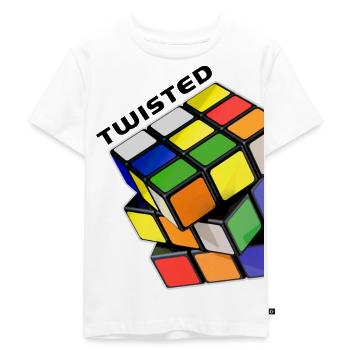 Rubik's Cube Twisted Sides - Kids Premium Organic T-Shirt - white - Front - Hailey (125cm)