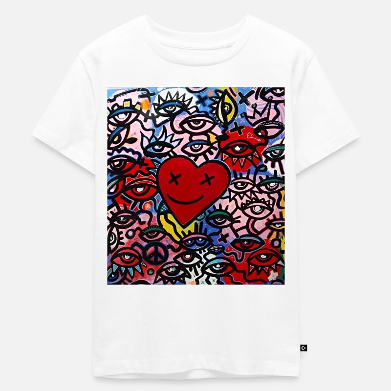 Graffiti Corazon y ojos - Kinder Premium Bio T-Shirt - Weiß