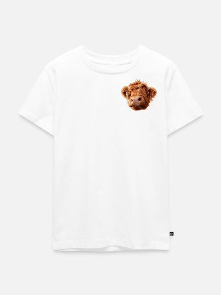 Highland Cow is watching - Kinder Premium Bio T-Shirt - Weiß