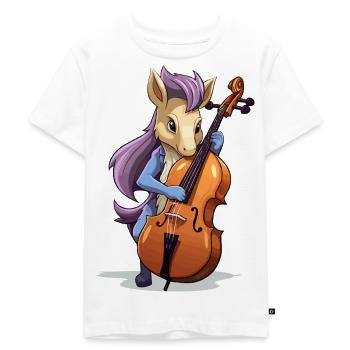 Unicorn Cello Player - Kids Premium Organic T-Shirt - white - Front - Hailey (125cm)