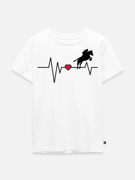 Herzschlag Springreiter - Kinder Premium Bio T-Shirt - Weiß