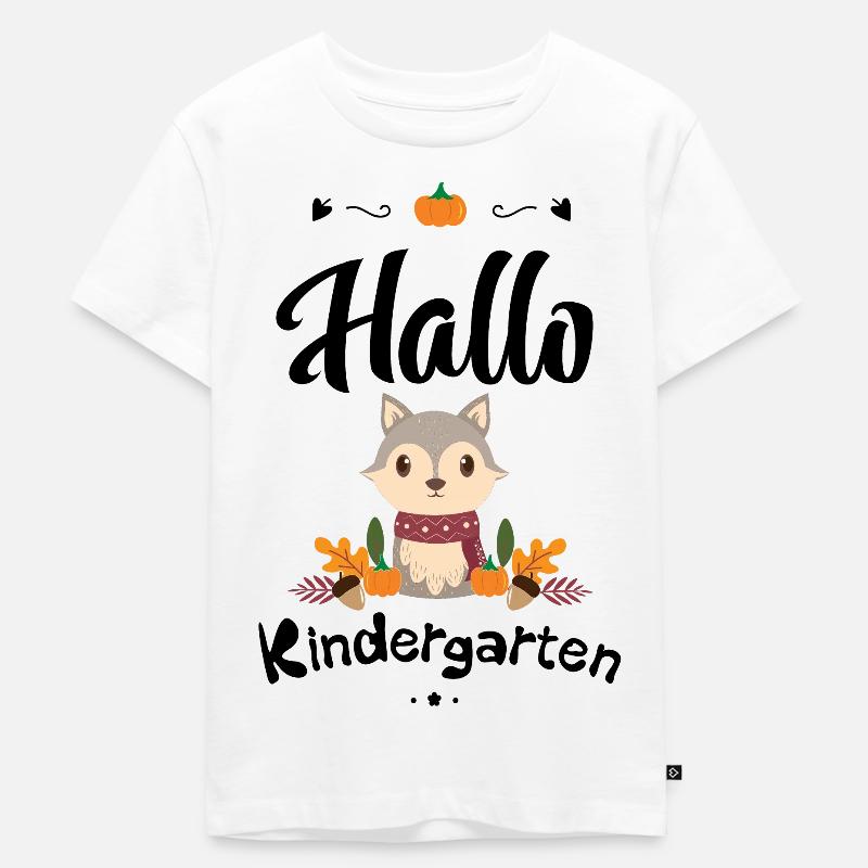 süßes Wolf Design mit Herbstmotiven - Kinder Premium Bio T-Shirt - Weiß