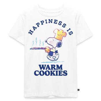 Peanuts Design Happiness Is Warm Cookies - Kinder Premium Bio T-Shirt - Weiß - Vorne - Hailey (125cm)