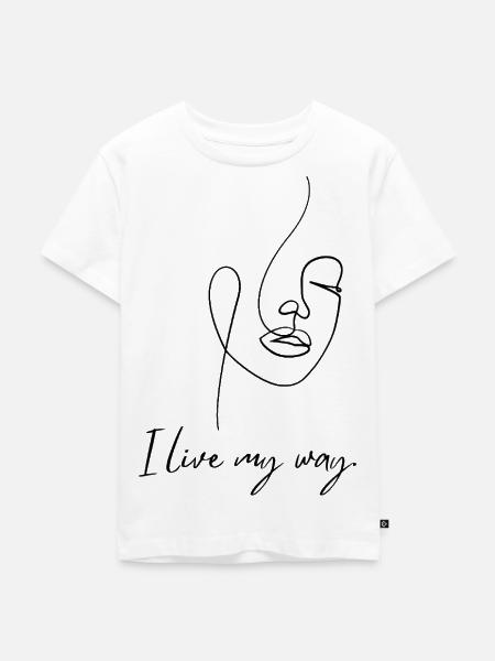 Frauengesicht – Minimalistische Linienkunst - Kinder Premium Bio T-Shirt - Weiß