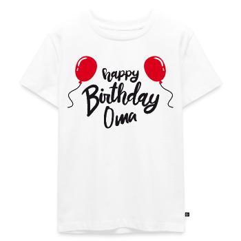 Happy Birthday Oma - Luftballon Geburtstag - Kinder Premium Bio T-Shirt - Weiß - Vorne - Hailey (125cm)