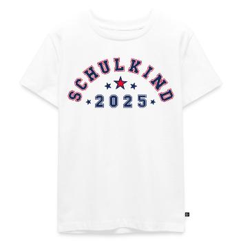 Schulkind 2025 - mit Platz für Namen darunter - Kinder Premium Bio T-Shirt - Weiß - Vorne - Hailey (125cm)