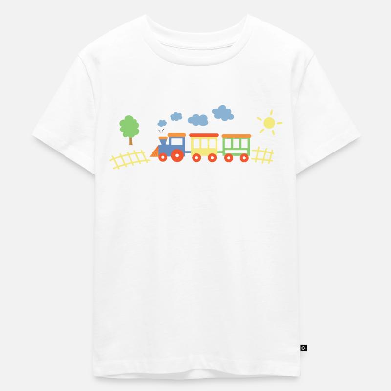 Train avec des wagons - T-shirt Premium bio Enfant - blanc