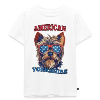 American Yorkshire - Kinder Premium Bio T-Shirt - Weiß - Vorne - Hailey (125cm)