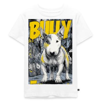 Bull Terrier – Chien des rues urbain dans le style BD - T-shirt Premium bio Enfant - blanc - Devant - Hailey (125cm)