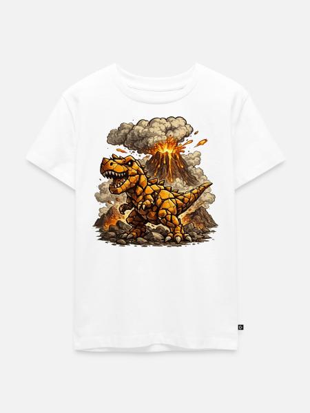 Feuerlava-T-Rex - Kinder Premium Bio T-Shirt - Weiß