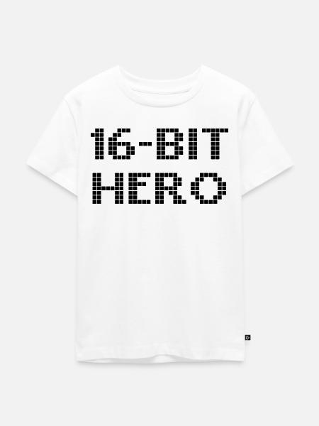 16-Bit Hero - schwarz - Kinder Premium Bio T-Shirt - Weiß