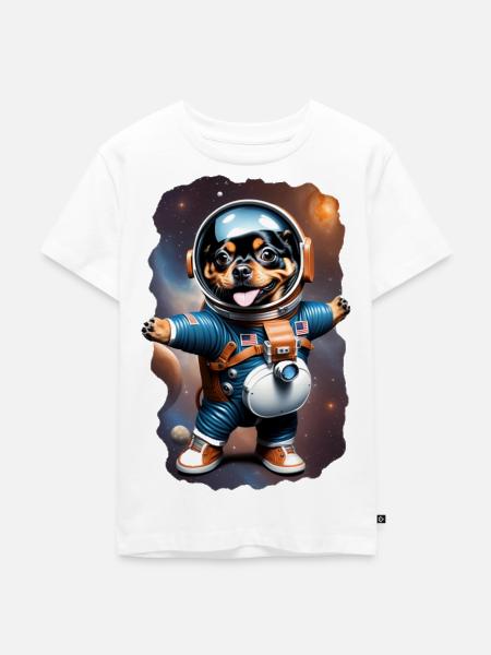 Astro Dog - Kids Premium Organic T-Shirt - white