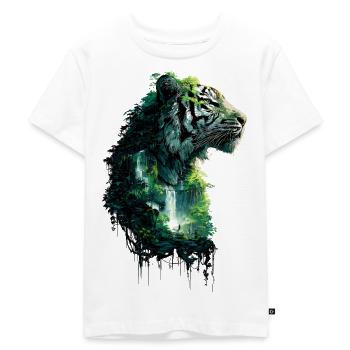 Tigre de Jungle Double Exposition Art Animalier - T-shirt Premium bio Enfant - blanc - Devant - Hailey (125cm)
