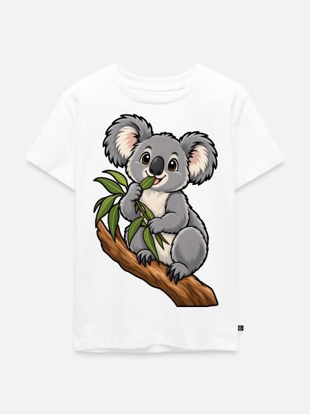Süßer Koala beim Eukalyptus Essen - Kinder Premium Bio T-Shirt - Weiß