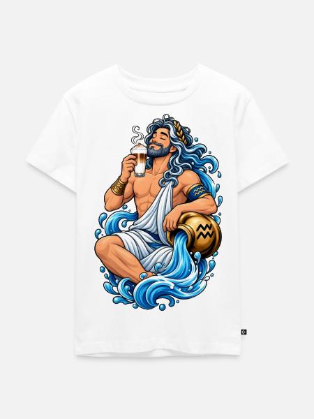 Wassermann mit Latte Macchiato - Kinder Premium Bio T-Shirt - Weiß