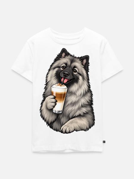 Keeshond mit Latte Macchiato - Kinder Premium Bio T-Shirt - Weiß
