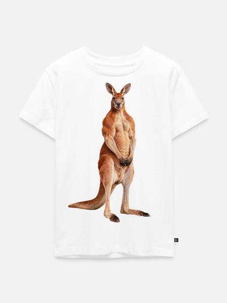 Rotes Riesenkänguru Roger - Kinder Premium Bio T-Shirt - Weiß