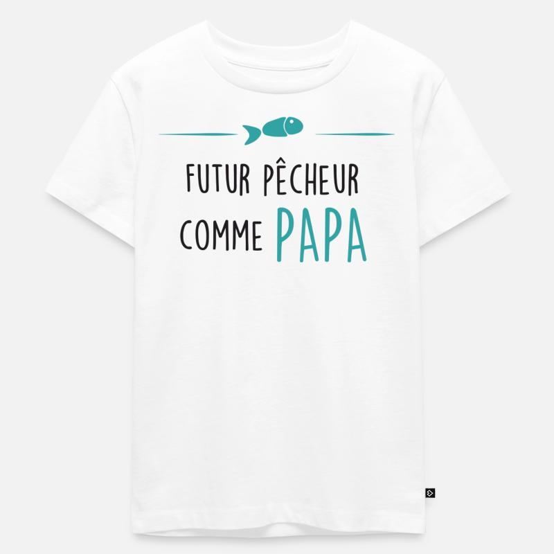 Futur pêcheur comme papa - T-shirt Premium bio Enfant - blanc