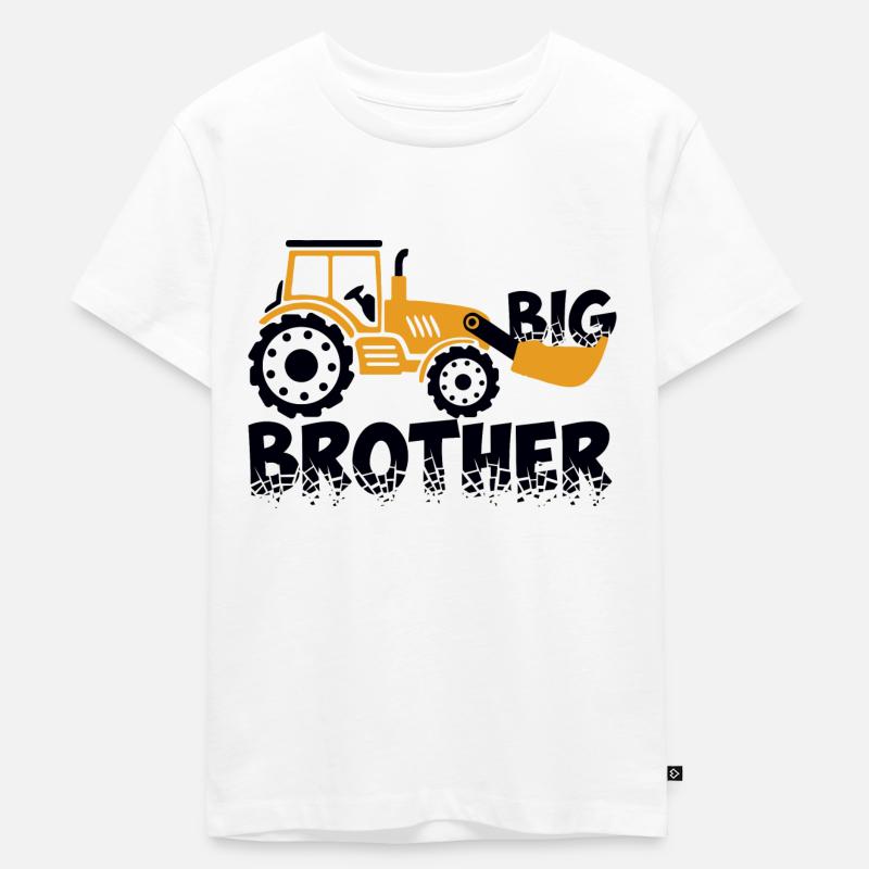 Großer Bruder Bagger - Kinder Premium Bio T-Shirt - Weiß