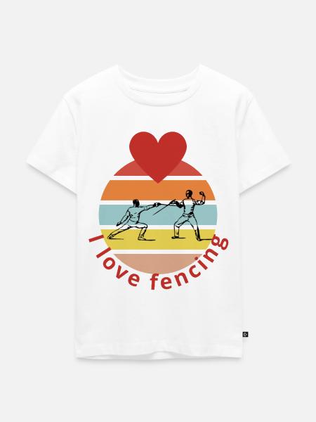 I love fencing - Kinder Premium Bio T-Shirt - Weiß