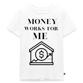 T-shirt '' L’argent travaille pour moi '' - T-shirt Premium bio Enfant - blanc - Devant - Hailey (125cm)