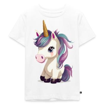 Einhorn - Kinder Premium Bio T-Shirt - Weiß - Vorne - Hailey (125cm)