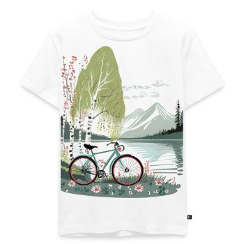 Fahrrad am See - Kinder Premium Bio T-Shirt - Weiß - Vorne - Hailey (125cm)