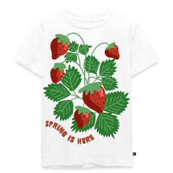 Erdbeeren - Kinder Premium Bio T-Shirt - Weiß - Vorne - Hailey (125cm)