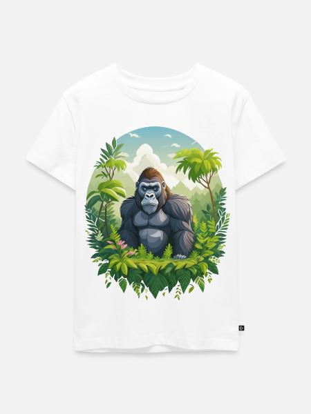 Gorilla im Dschungel - Kinder Premium Bio T-Shirt - Weiß