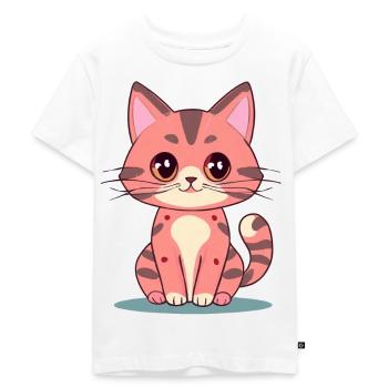 Kawaii Katze - Kinder Premium Bio T-Shirt - Weiß - Vorne - Hailey (125cm)