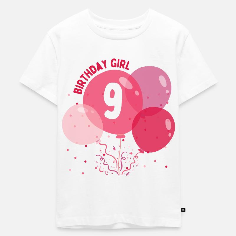 Fille d’anniversaire 9e anniversaire - T-shirt Premium bio Enfant - blanc