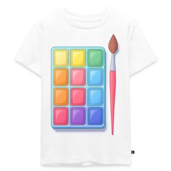 Wasserfarbkasten und Pinsel - Kinder Premium Bio T-Shirt - Weiß - Vorne - Hailey (125cm)