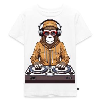 Ein Affe, der als DJ arbeitet – Discjockey - Kinder Premium Bio T-Shirt - Weiß - Vorne - Hailey (125cm)