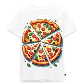 Delicious Pizza Slices - Kids Premium Organic T-Shirt - white - Front - Hailey (125cm)