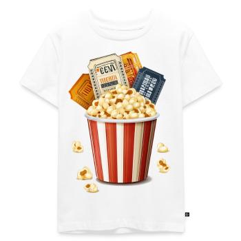 Ins Kino mit Popcorn und Eintrittskarten - Kinder Premium Bio T-Shirt - Weiß - Vorne - Hailey (125cm)