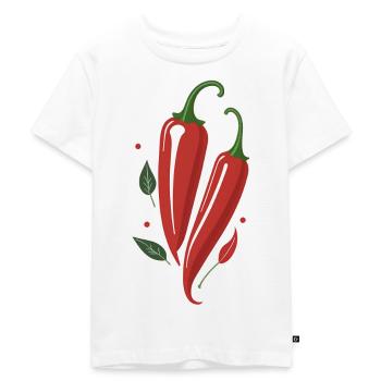Scharfe, rote Chili - Kinder Premium Bio T-Shirt - Weiß - Vorne - Hailey (125cm)
