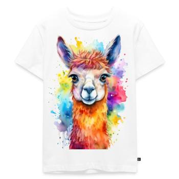 Lama oder Alpaka Aquarell Illustration - Kinder Premium Bio T-Shirt - Weiß - Vorne - Hailey (125cm)