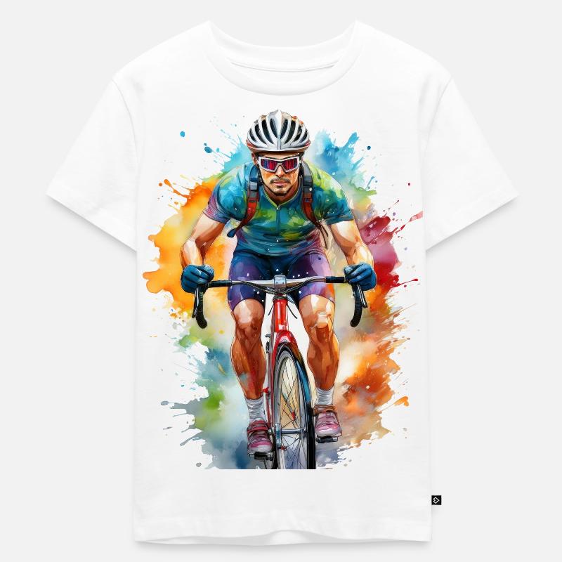 Radfahrer Aquarell - Kinder Premium Bio T-Shirt - Weiß