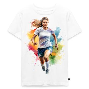 Frauenfußball – Fußballspielerin - Kinder Premium Bio T-Shirt - Weiß - Vorne - Hailey (125cm)
