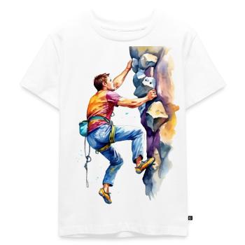 Klettern am Felsen - Kinder Premium Bio T-Shirt - Weiß - Vorne - Hailey (125cm)