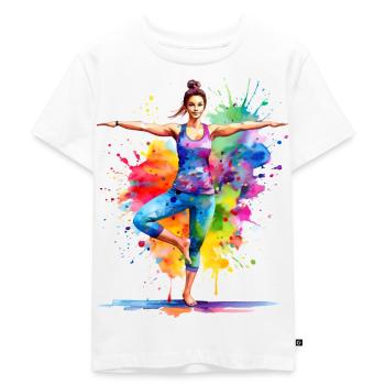 Un exercice de yoga pour l’équilibre - T-shirt Premium bio Enfant - blanc - Devant - Hailey (125cm)